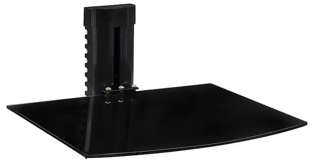 Front. Mount-It! - Floating Wall‑Mounted Shelf for A/V Components with Height Adjustment & Cable Management System, Black - Black.