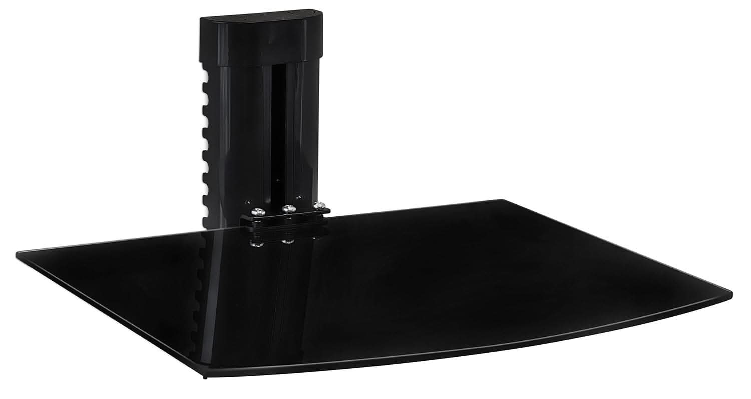 Front. Mount-It! - Floating Wall‑Mounted Shelf for A/V Components with Height Adjustment & Cable Management System, Black - Black.