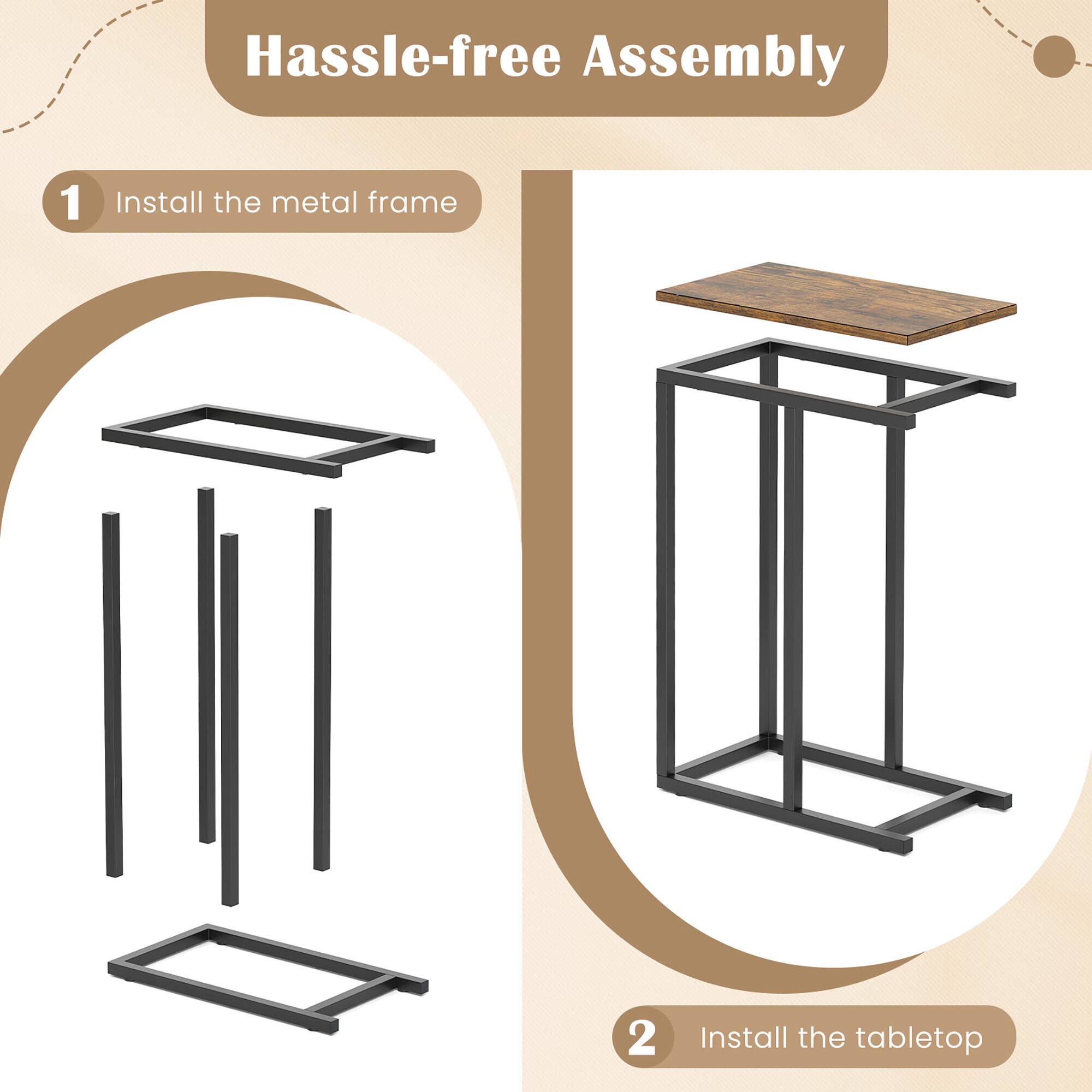 Hassle-free Assembly

1. Install the metal frame

2. Install the tabletop