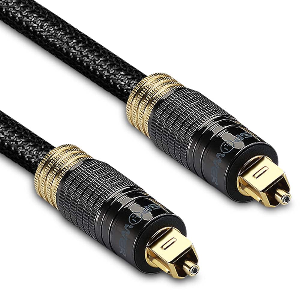 FosPower - 24K Gold-Plated Optical Digital Audio Cable - 3FT, Zero RFI & EMI Interference S/PDIF Toslink Cable - Black