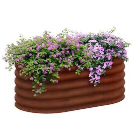 Outsunny - x 2' x 1.4' Galvanized Raised Garden Bed Kit - Brown