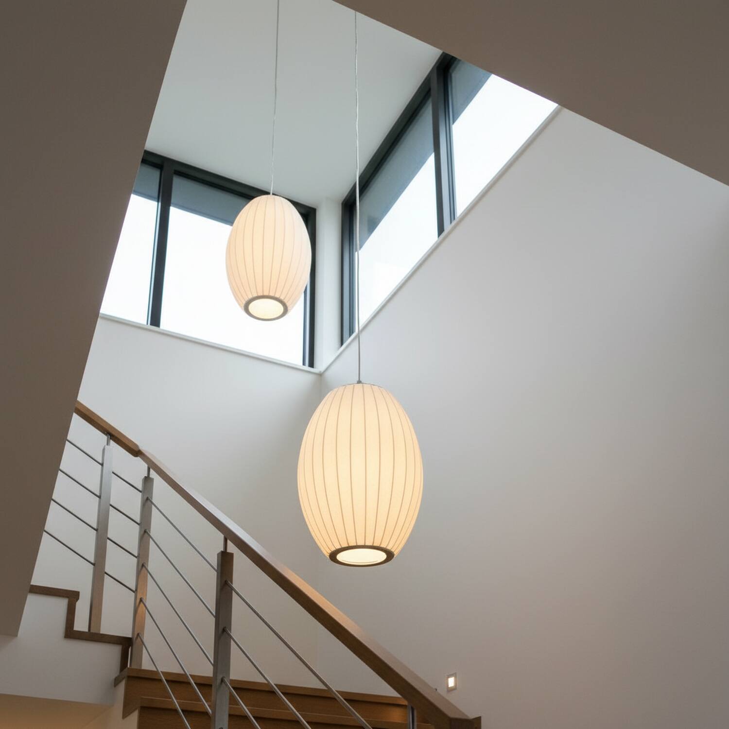 Left. Umeiluce - 1 Light Modern Pendant Light Elegant Silk Oval Shade Light Dimmable Small - White.