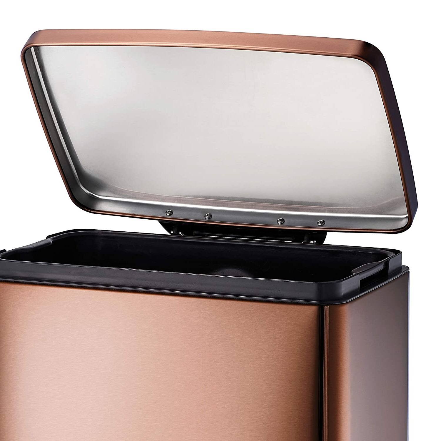 Back. Hivvago - Stainless Steel 13-Gallon Kitchen Trash Can with Step Lid in Copper Bronze - Copper Bronze.