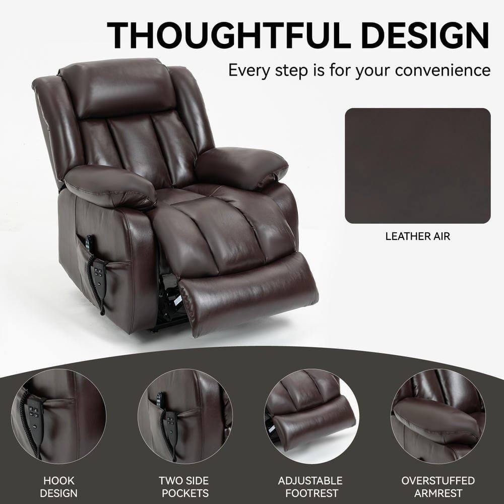 THOUGHTFUL DESIGN  
Every step is for your convenience  

LEATHER AIR  

HOOK DESIGN  

TWO SIDE POCKETS  

ADJUSTABLE FOOTREST  

OVERSTUFFED ARMREST