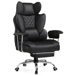 GTPlayer - 400lbs Heavy Duty Computer Chair Faux Leather Comfortable Ergonomic Gaming Chair with Soft Armrests - Black