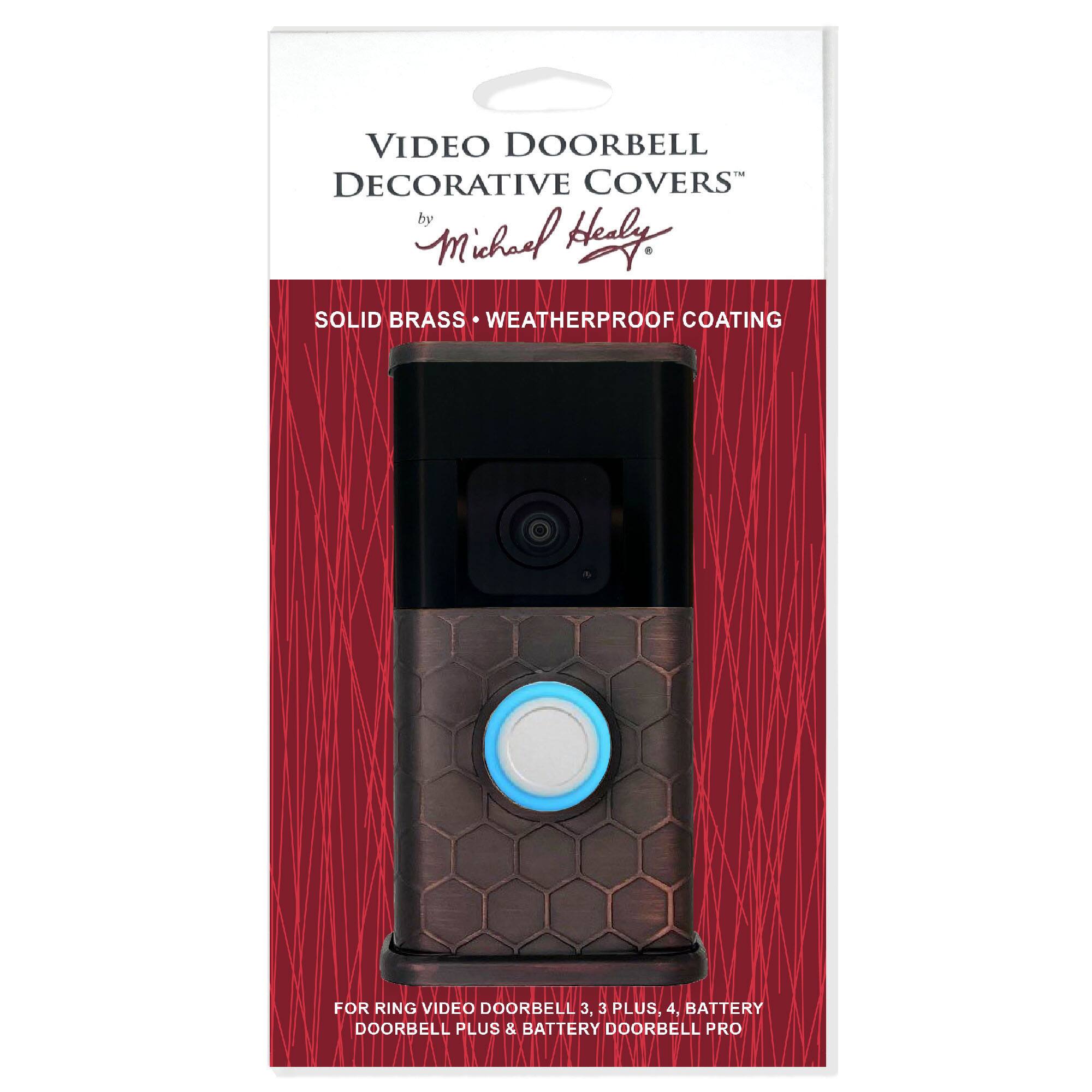 VIDEO DOORBELL DECORATIVE COVERS by Michael Hely - SOLID BRASS WEATHERPROOF COATING FOR RING VIDEO DOORBELL 3, 3 PLUS, 4, BATTERY DOORBELL PLUS & BATTERY DOORBELL PRO