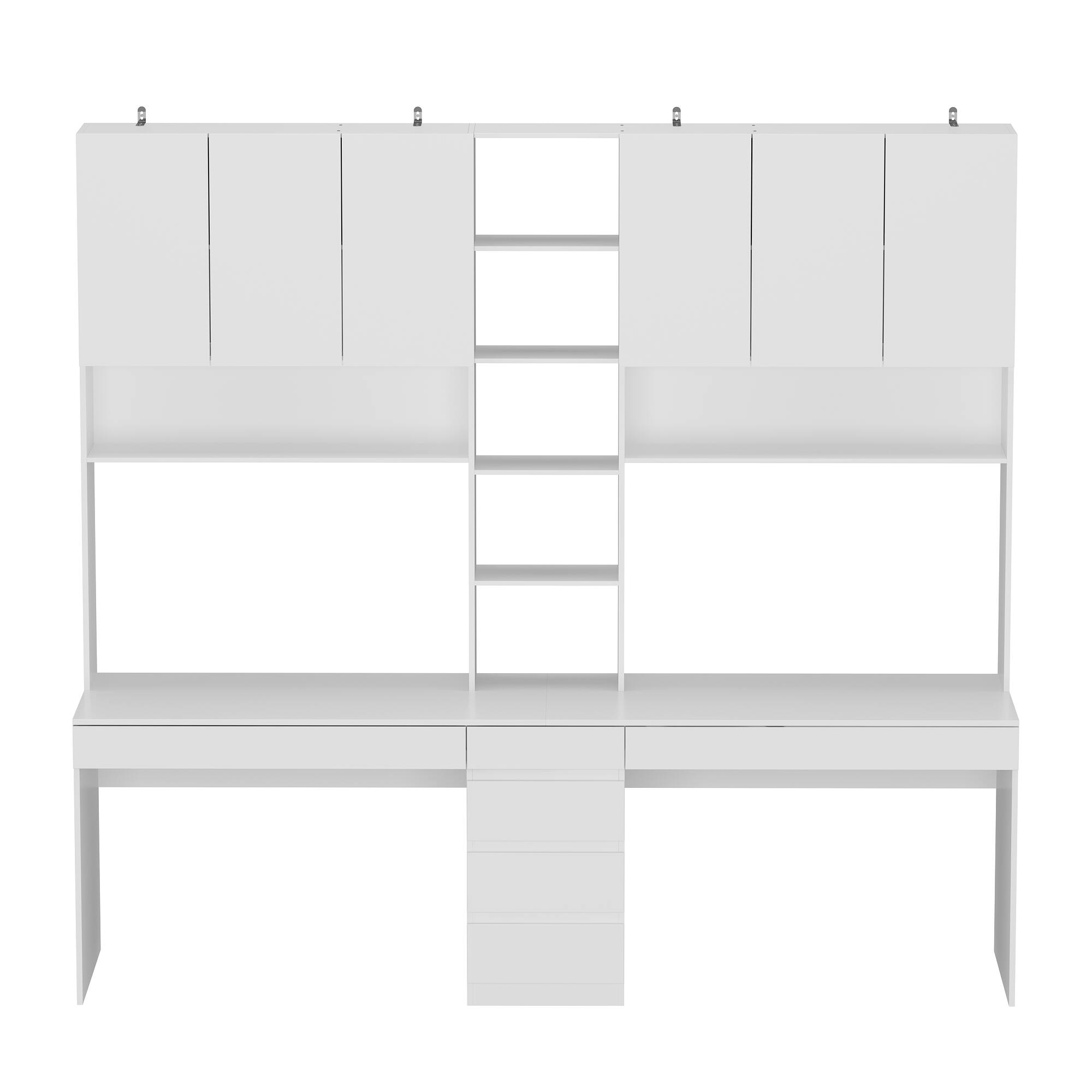 Angle. FUFU&GAGA - FUFU&GAGA All - in - One Office Desk Set - Dual - Workstation with Storage Shelves - White.