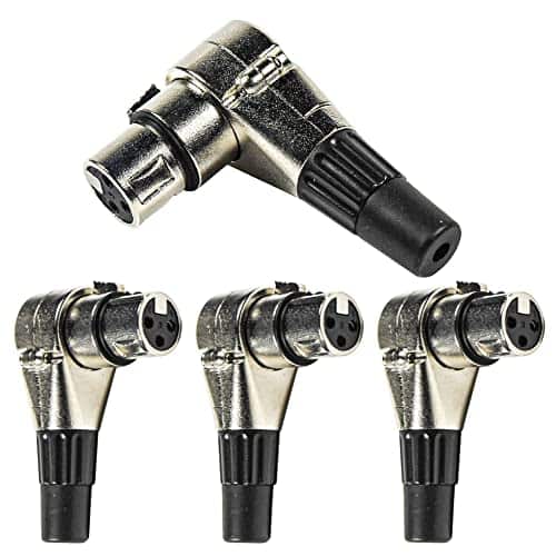 HQRP - 4-Pack 3-Pin XLR Rotating Right-Angle Female Connector - 7 Positions - Black