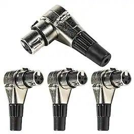 HQRP - 4-Pack 3-Pin XLR Rotating Right-Angle Female Connector - 7 Positions - Black
