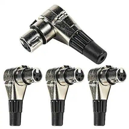 Front. HQRP - 4-Pack 3-Pin XLR Rotating Right-Angle Female Connector - 7 Positions - Black.