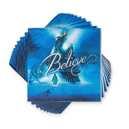 Silver Buffalo - The Polar Express Train Arrival "Believe" 16-Piece Paper Napkins Set - Blue