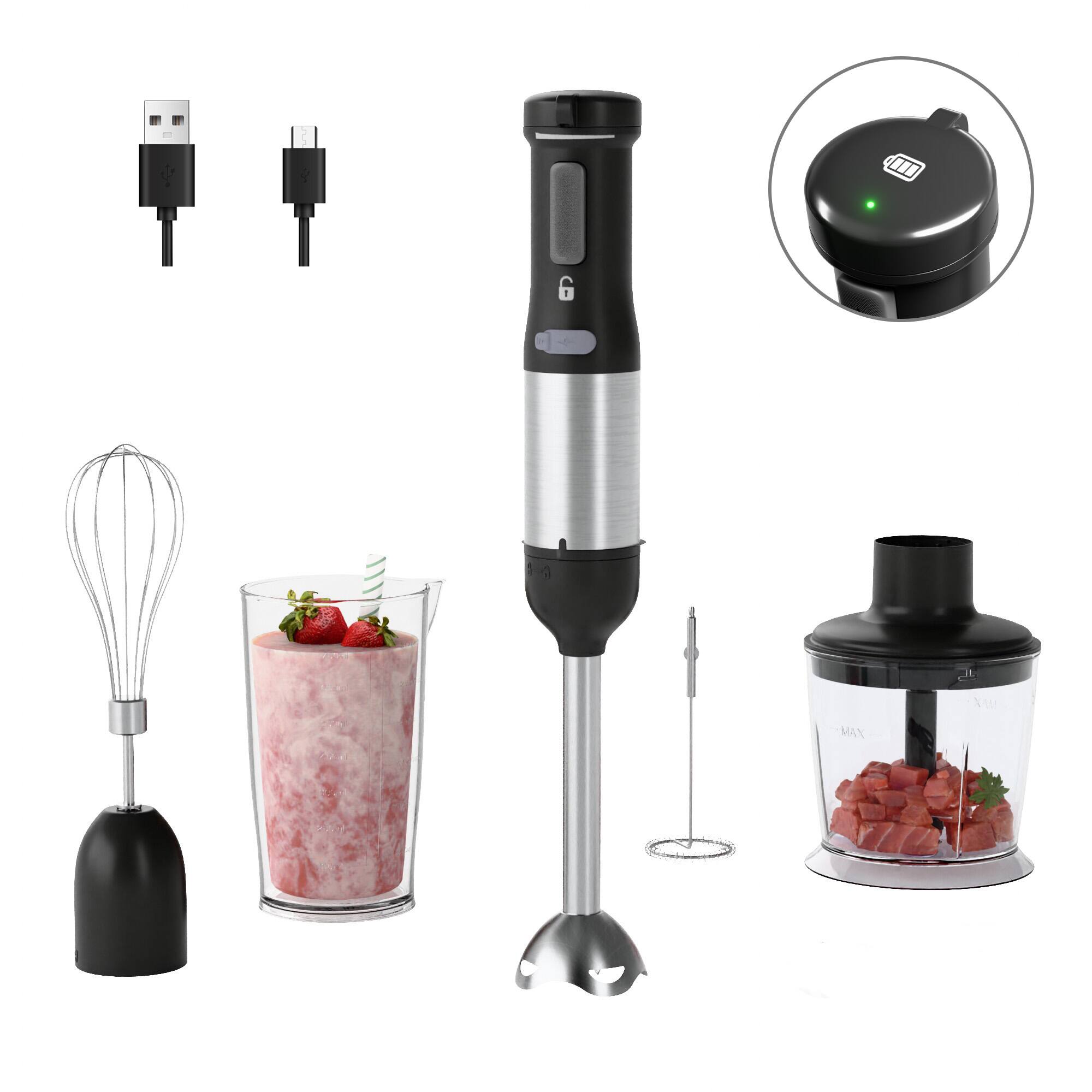 WHALL - Cordless Immersion Hand Blender, 5-in-1 Variable Speed blender handheld - Black