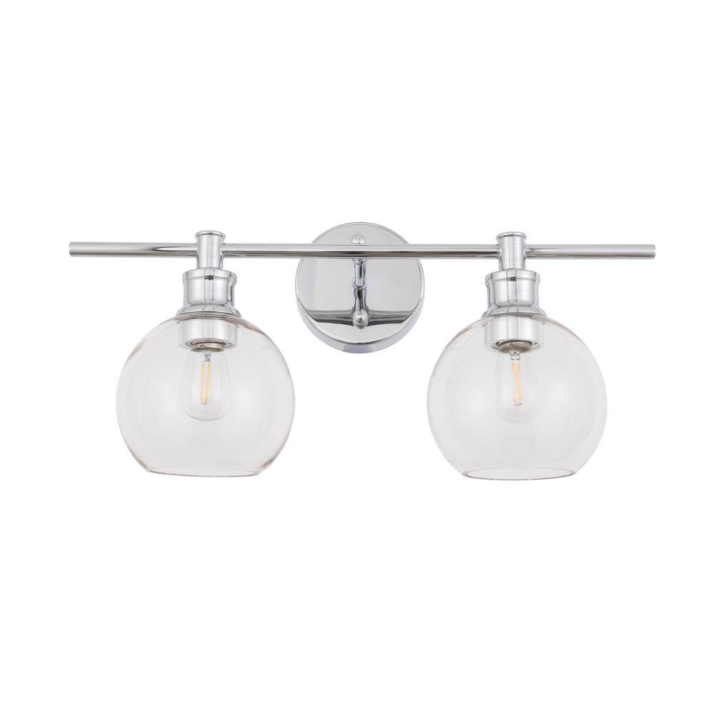 Left. Living District - Collier 2 light Chrome and Clear glass Wall sconce - Chrome And Clear Glass.
