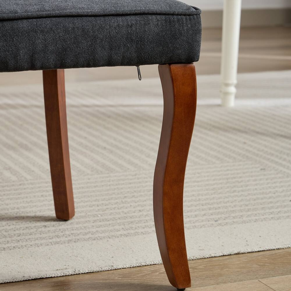 Alt View 9. Loheer - Loheer Black Upholstered Dining Chairs Set of 2 High Back Fabric Kitchen Chairs with Solid Wood Legs - Black.