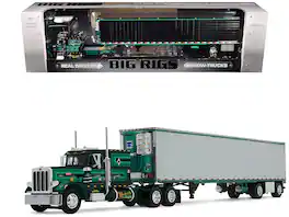 First Gear - Peterbilt 359 60" Vintage Sleeper w/ 53' Utility Trailer Reefer Hardwick Motor Freight Stripes 1/64 - Green Metallic