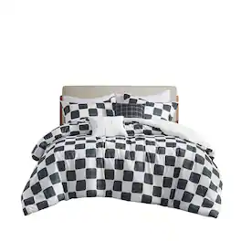 Gracie Mills - Mariana Checkered Comforter Set - Black/White