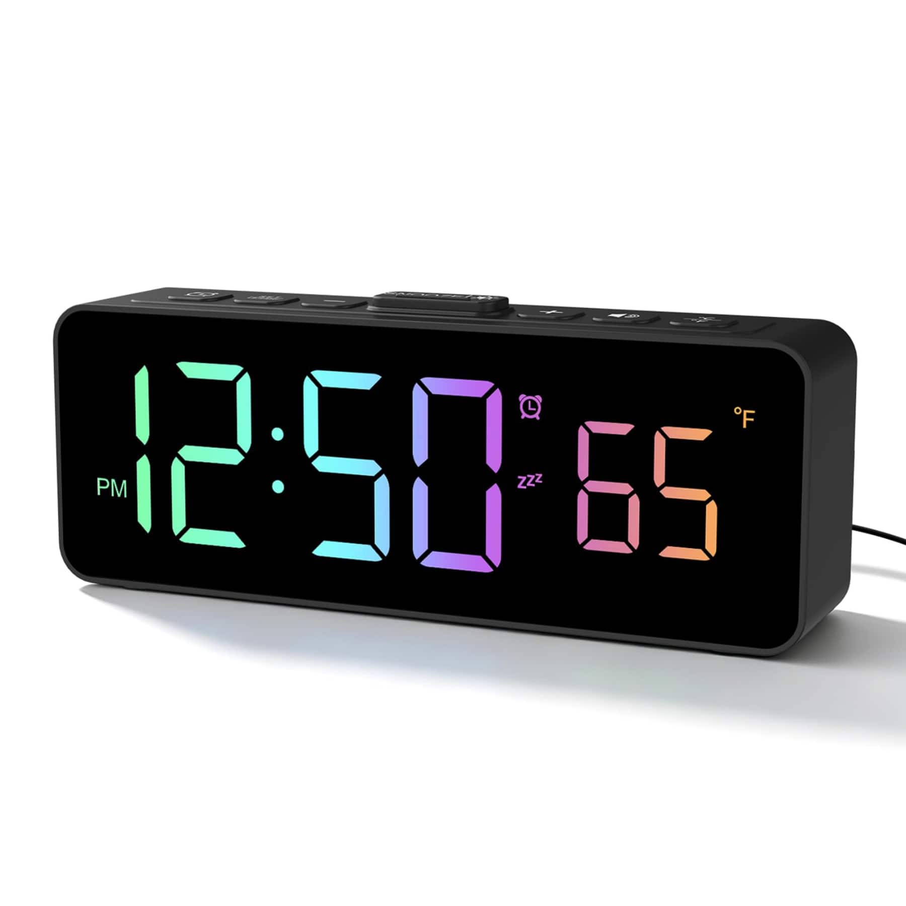 Dazzed Corner - 2-in-1 Digital Alarm Clock with Temperature Display - Black
