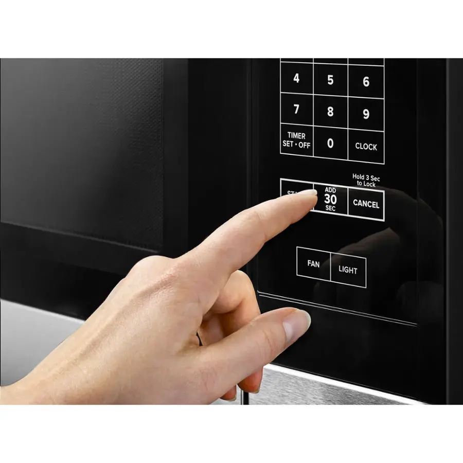 The text on the image is grouped as follows:

* 4 5 6 7 8 9 TIMER SET OFF 0 CLOCK ADD 30 SEC Hold E Sec to Lock CANCEL FAN LIGHT

The corrected text is:

* 4 5 6 7 8 9 TIMER SET OFF 0 CLOCK ADD 30 SEC Hold E Sec to Lock CANCEL FAN LIGHT