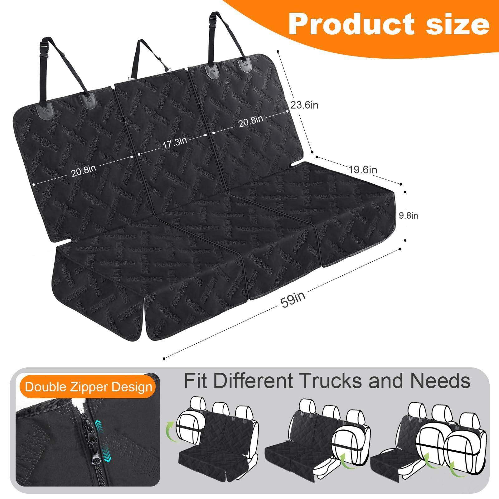 Product size:  
20.8in x 17.3in x 20.8in x 23.6in x 19.6in x 9.8in x 59in

Double Zipper Design  
Fit Different Trucks and Needs