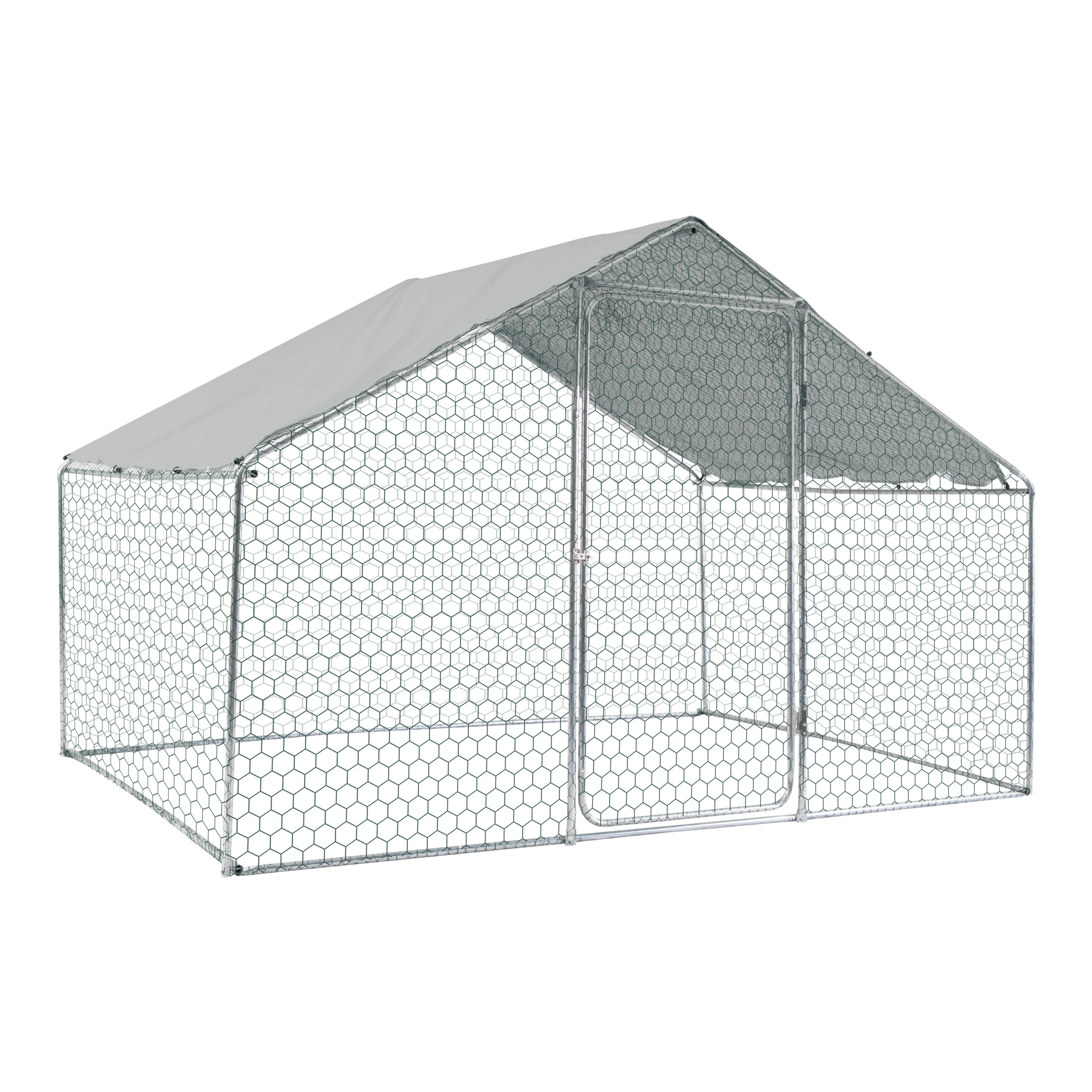 Alt View 1. Loheer - Spacious 9.84 ft Outdoor Metal Chicken Coop Run.