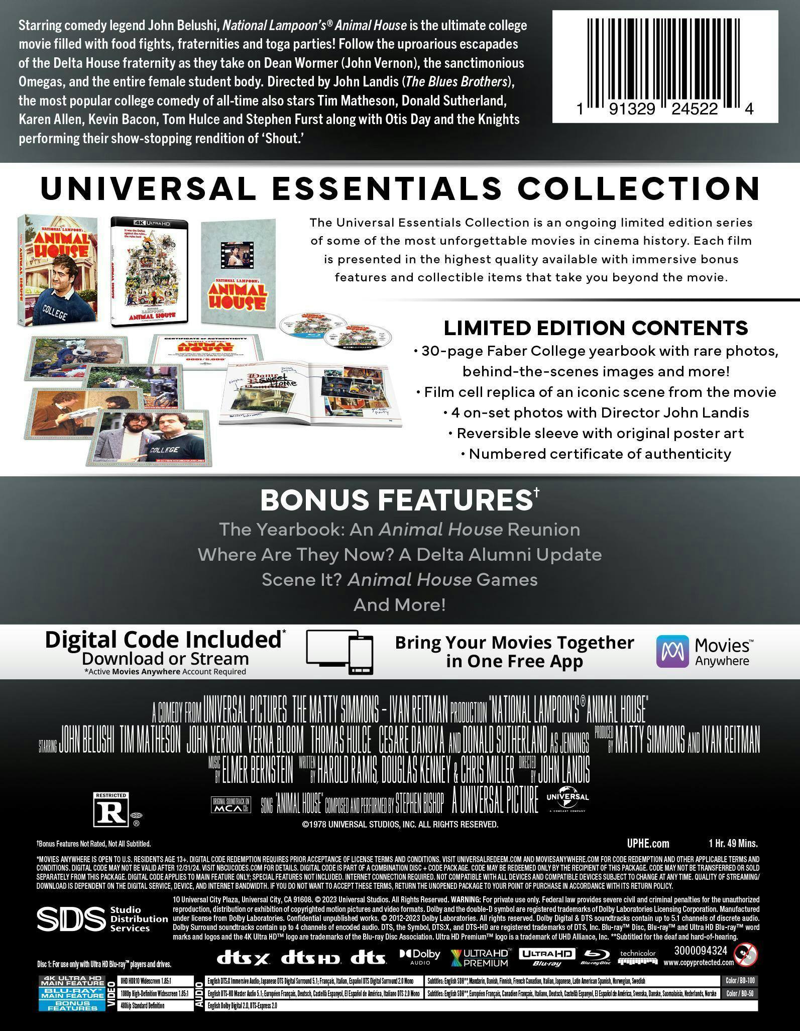 Back. National Lampoon's Animal House (4K Ultra HD + Blu-ray (45th Anniversary)) [UHD].