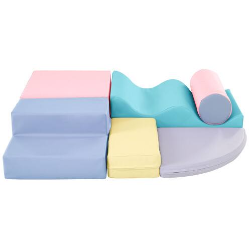 Front. Akoasm - 6 in 1 Soft Play Equipment Climb and Crawl Playground for Kids, Purple - Purple.