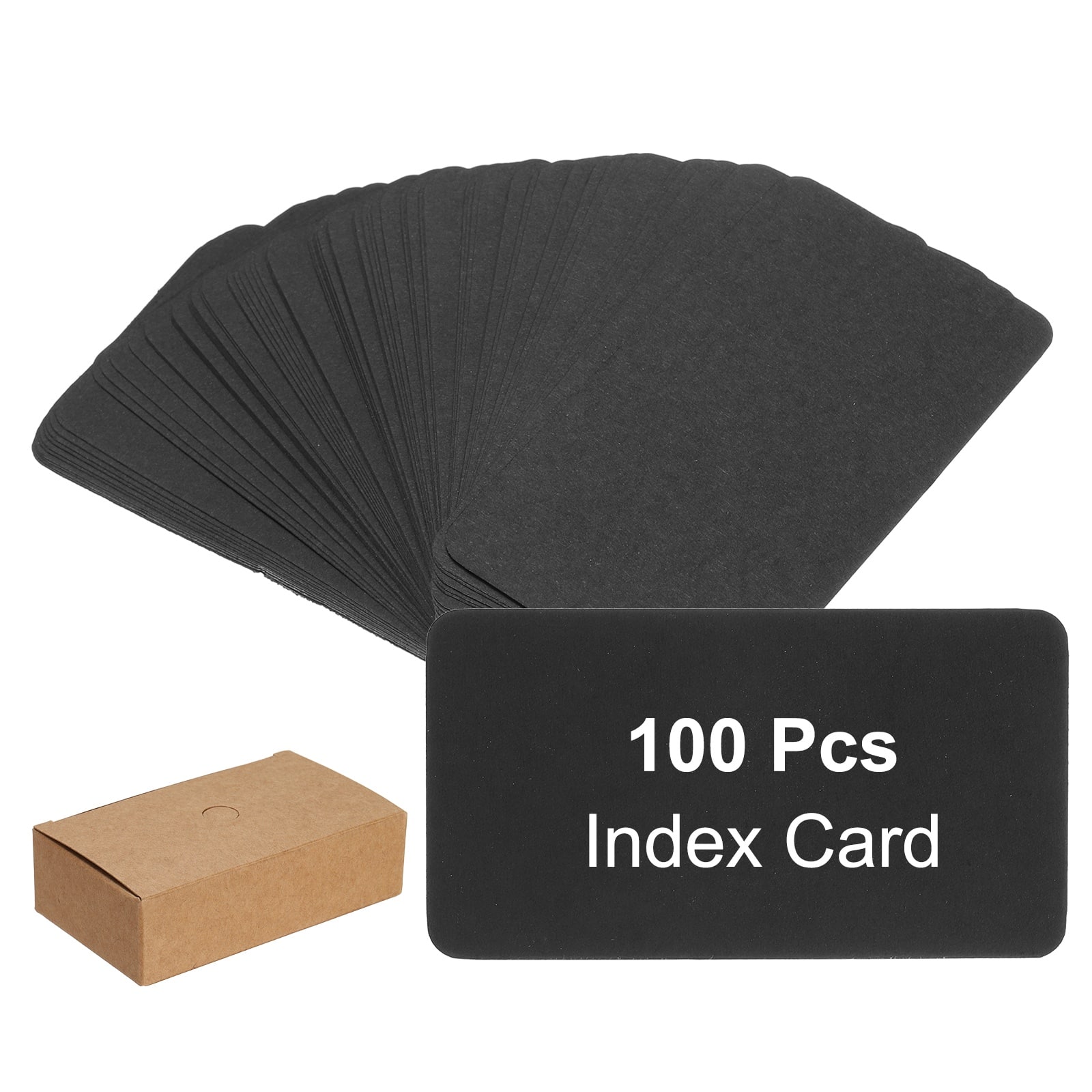 "Unique Bargains - 3.5x2"" Kraft Index Cards, 100 Small Blank Paper Cards for Reminder, Study, DIY, Invitation, Flash Vocabulary Word - Black" price history on PriceWatchPro
