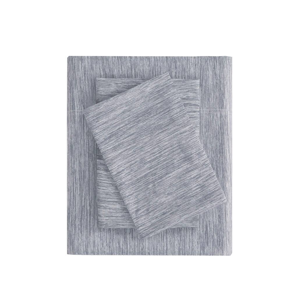 Gracie Mills - Azalea Heathered Jersey Knit Nylon Blend Sheet Set - Gray