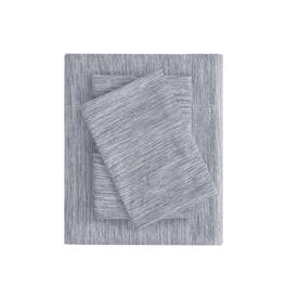 Gracie Mills - Azalea Heathered Jersey Knit Nylon Blend Sheet Set - Gray