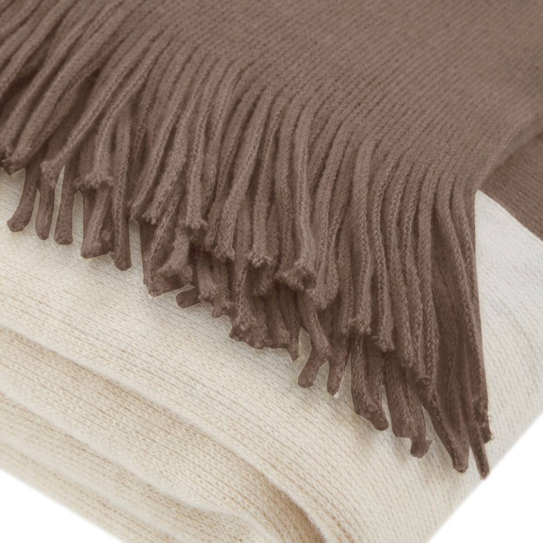Alt View 1. Gracie Mills - Gracie Mills Fidel Color Block Faux Cashmere Throw Blanket - Taupe.