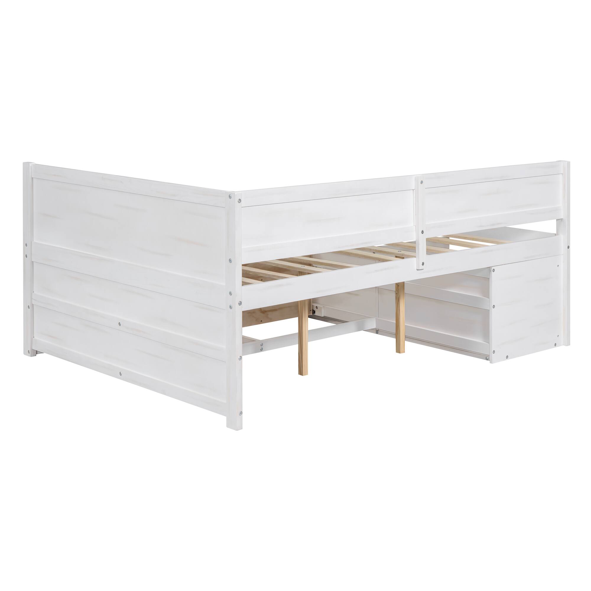 Alt View 5. Tiramisubest - Full Size Daybed with Drawers and Shelves, White - White.