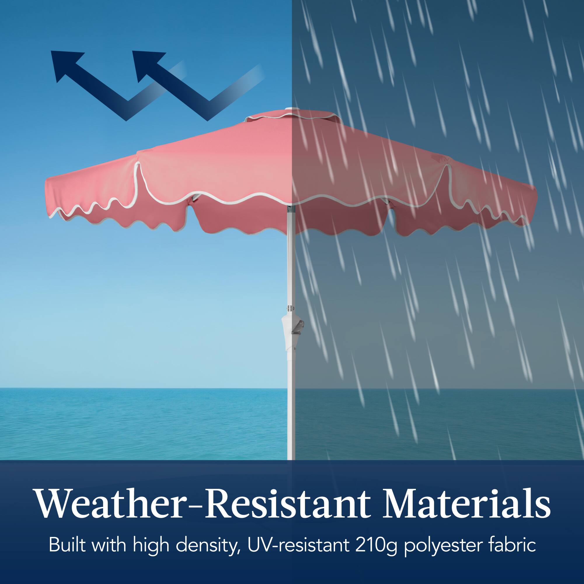 Weather-Resistant Materials  
Built with high density, UV-resistant 210g polyester fabric