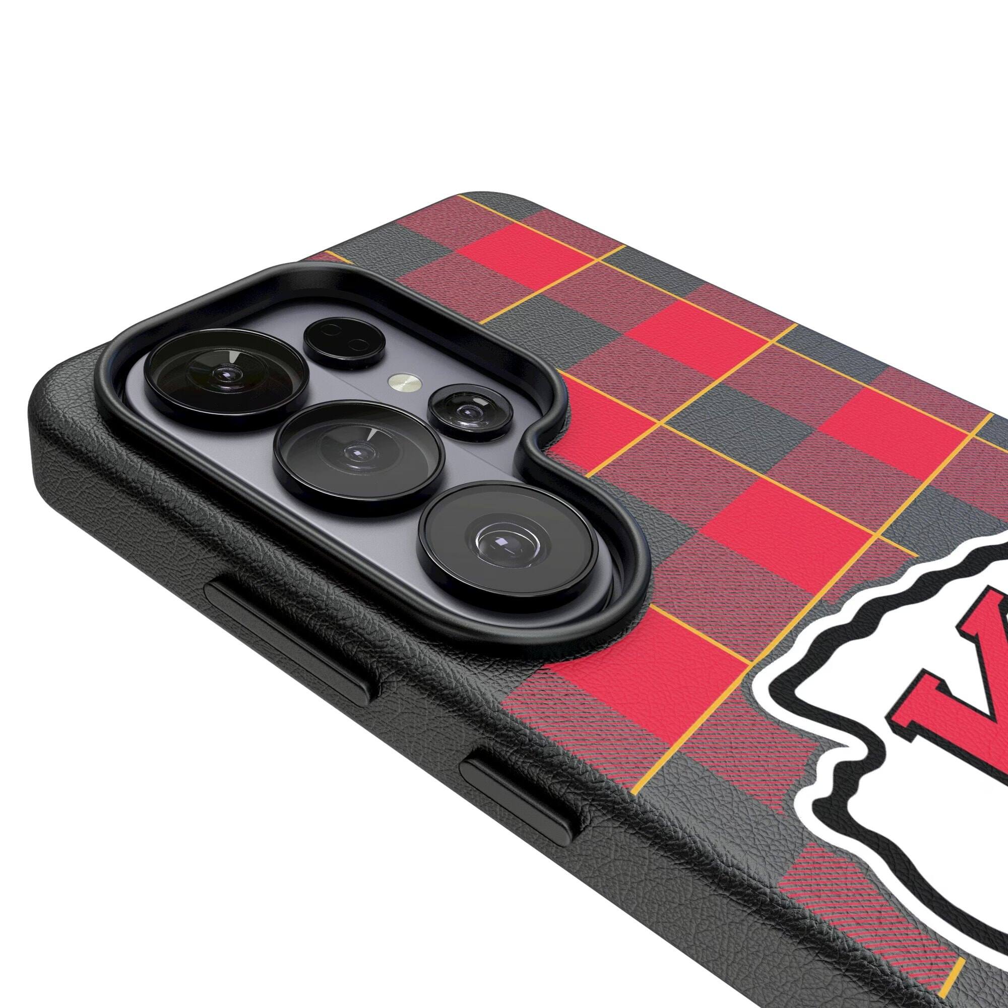 Alt View 2. Keyscaper - Kansas City Chiefs Plaid Galaxy Magnetic Bump Case - S25 Ultra - Black.