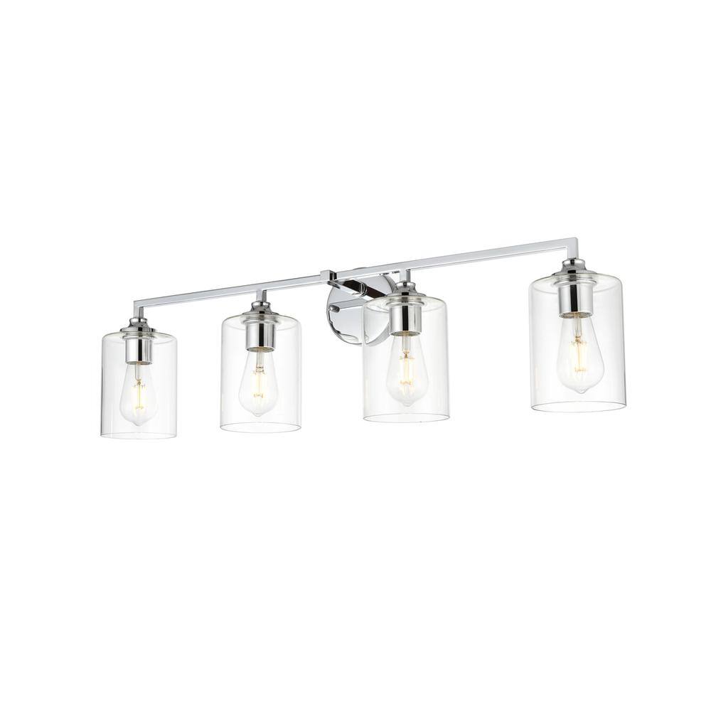 Alt View 1. Living District - Mayson 4 light Chrome and Clear Bath Sconce - Chrome And Clear.