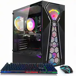 STGAubron - Gaming Desktop PC, AMD Ryzen 3 3200G 3.6GHz, Radeon RX 580 8G, 16G RAM, 512G SSD, WiFi 6, BT 5.0, Win11 Home - Black