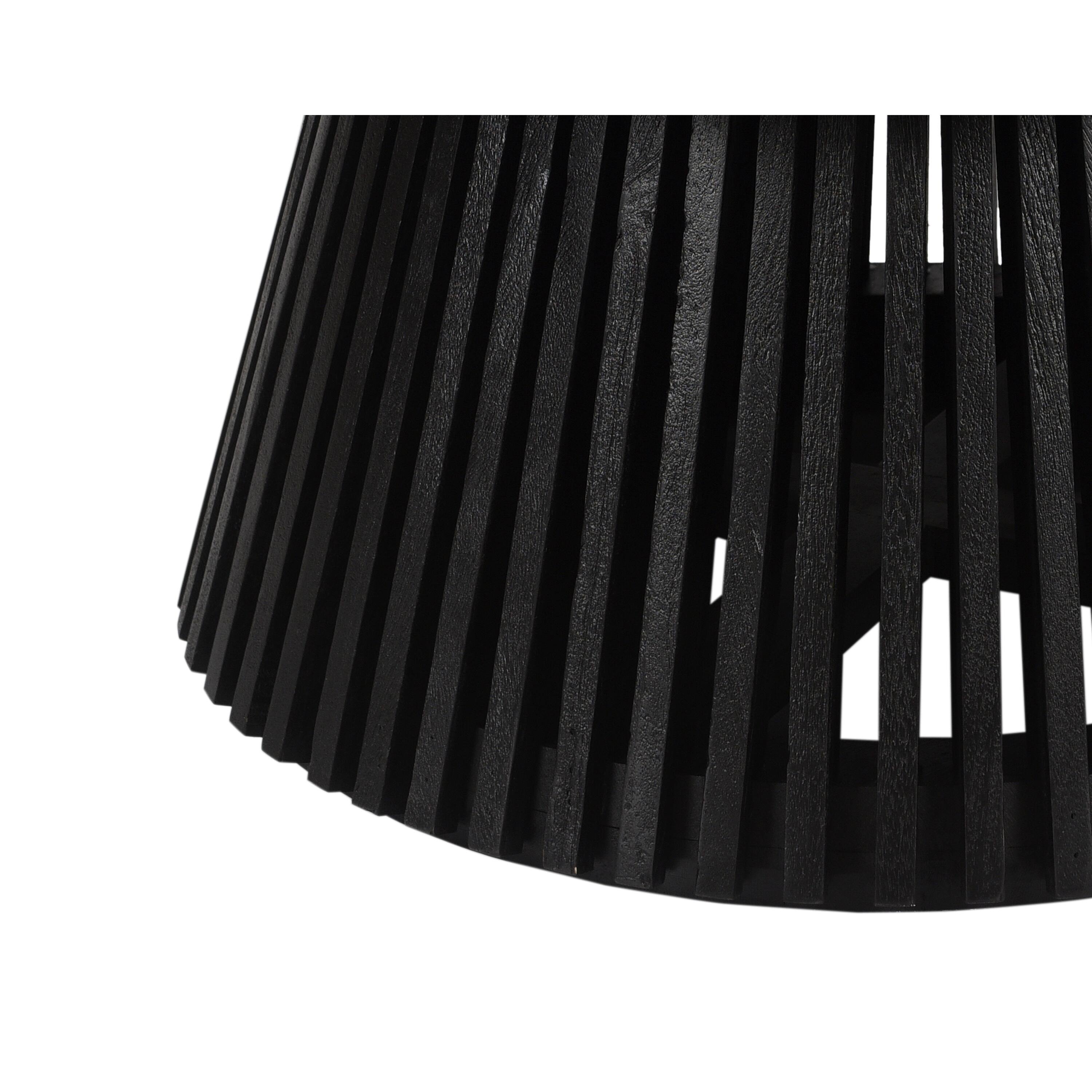Alt View 3. Manhattan Lane - Ridge 32 Inch Handcrafted Round Coffee Table, Mango Wood, Slatted Flared Base - Black.