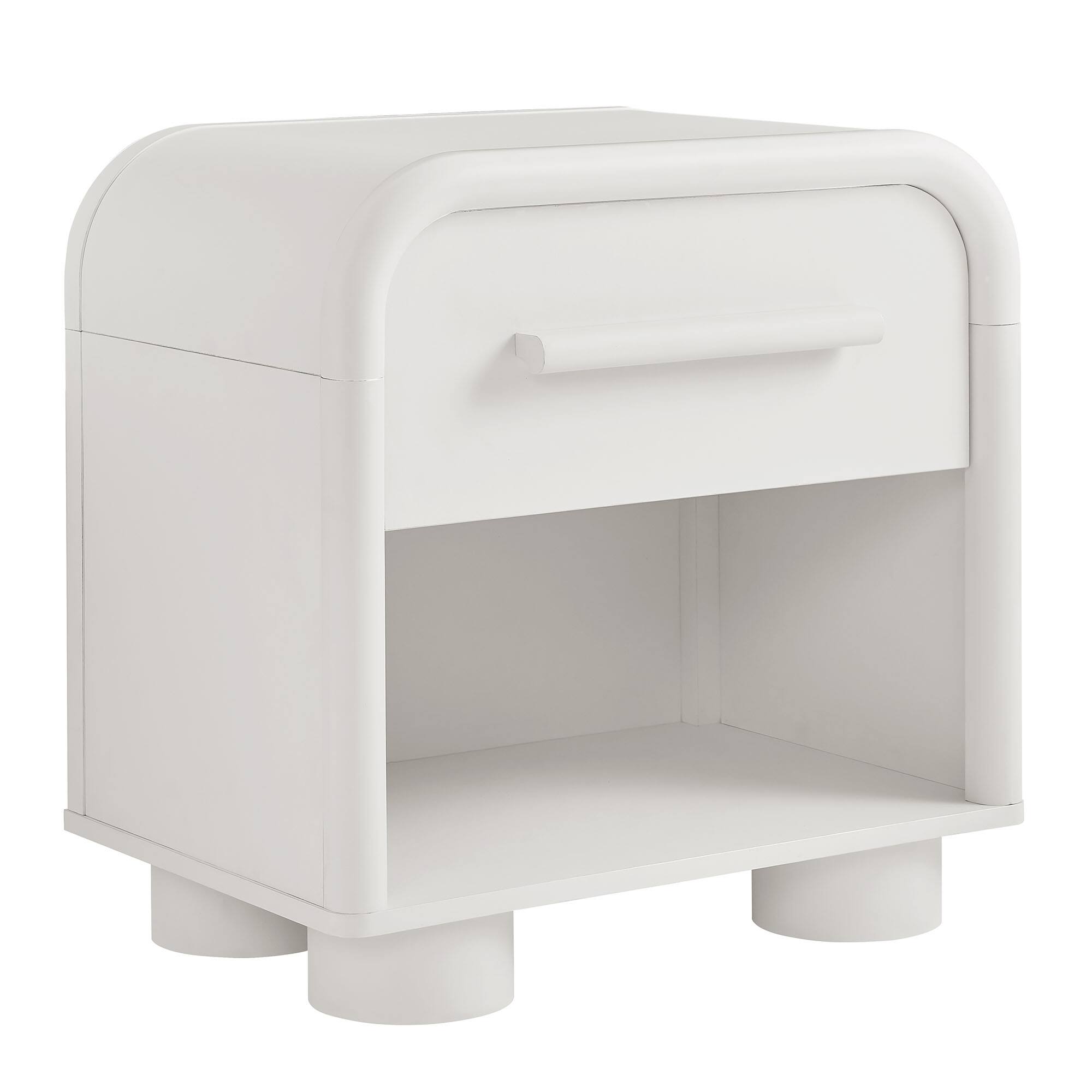 Angle. Modway - Bellamy Curved 1-Drawer Nightstand by Modway - White Matte.