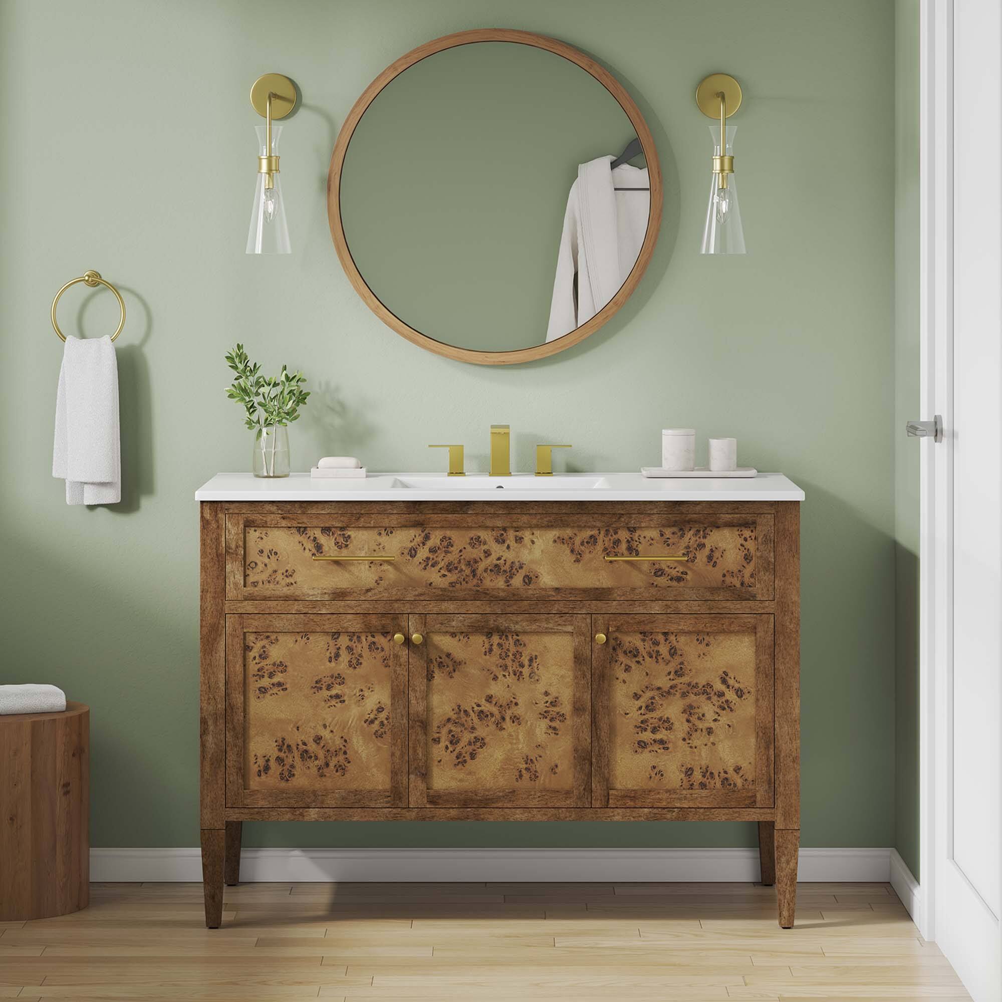 Elysian Bathroom Cabinet Basin Not Included by Modway - White Brown