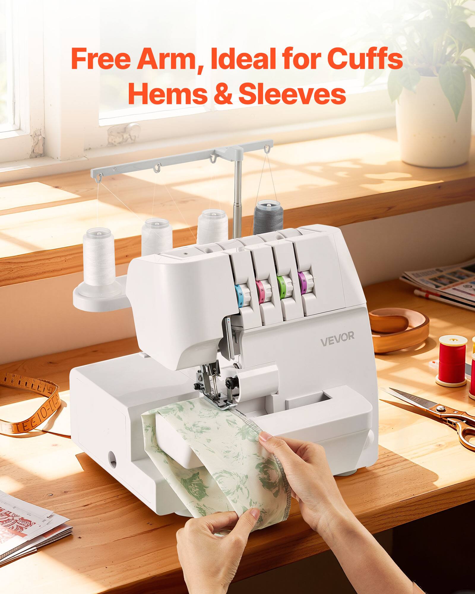 Free Arm, Ideal for Cuffs Hems & Sleeves