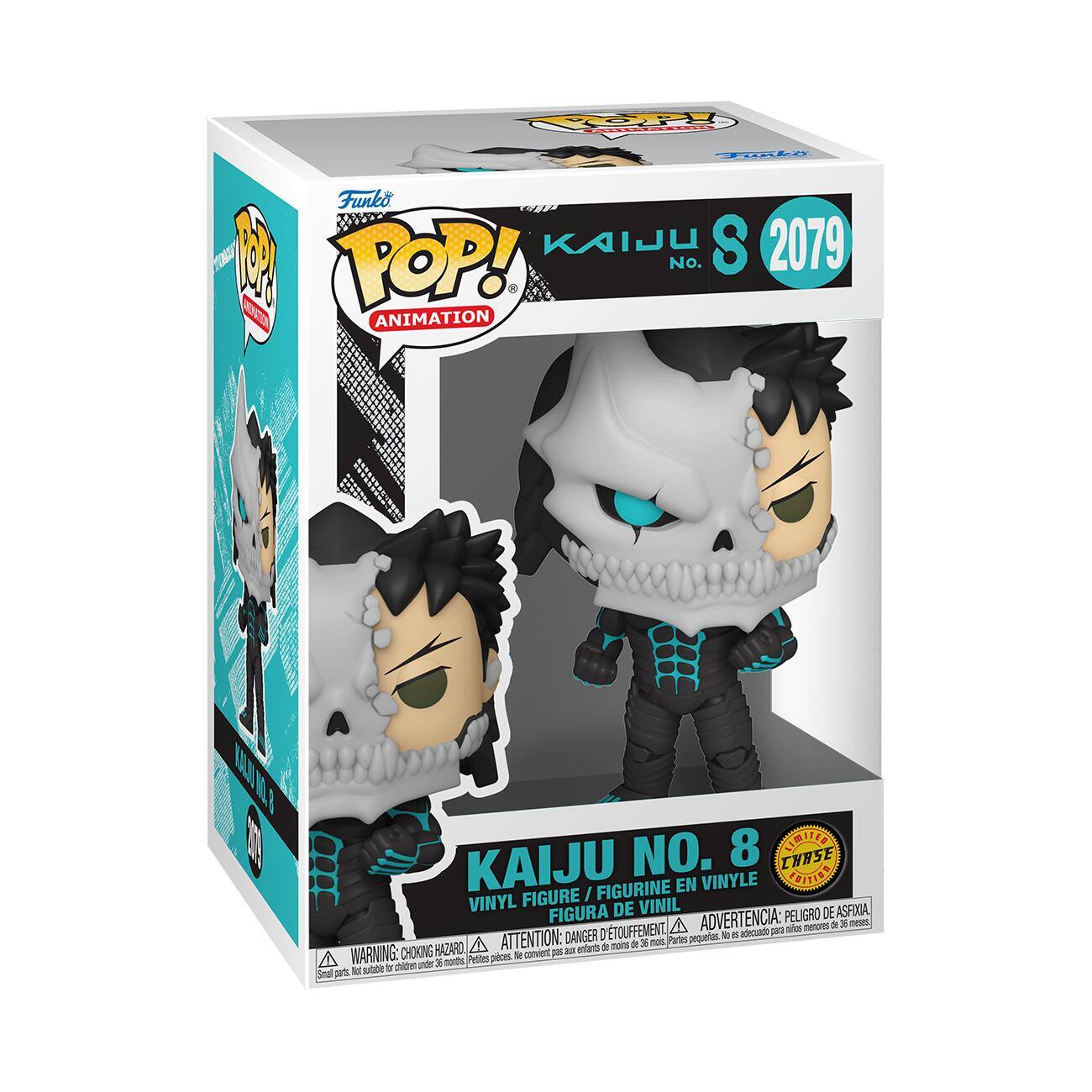 Funko POP!  
ANIMATION  

KAIJU S  
No. 8  

VINYL FIGURE / FIGURINE EN VINYLE / FIGURA DE VINIL / FIGURA DE VINIL  

WARNING: CHOKING HAZARD - Small parts. Not for children under 3 years.  
ATTENTION: DANGER D'ÉTOUFFEMENT - Petits pièces. Ne convient pas aux enfants de moins de 3 ans.  
ADVERTENCIA: PELIGRO - Piezas pequeñas. No adecuado para menores de 3 años.  

KAIJU NO. 8  
VINYL FIGURE / FIGURINE EN VINYLE / FIGURA DE VINIL / FIGURA DE VINIL  

Funko  
2079  

THREE