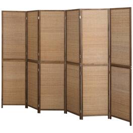 Homcom - Divider, 6 Panel Folding Privacy Screen - Brown