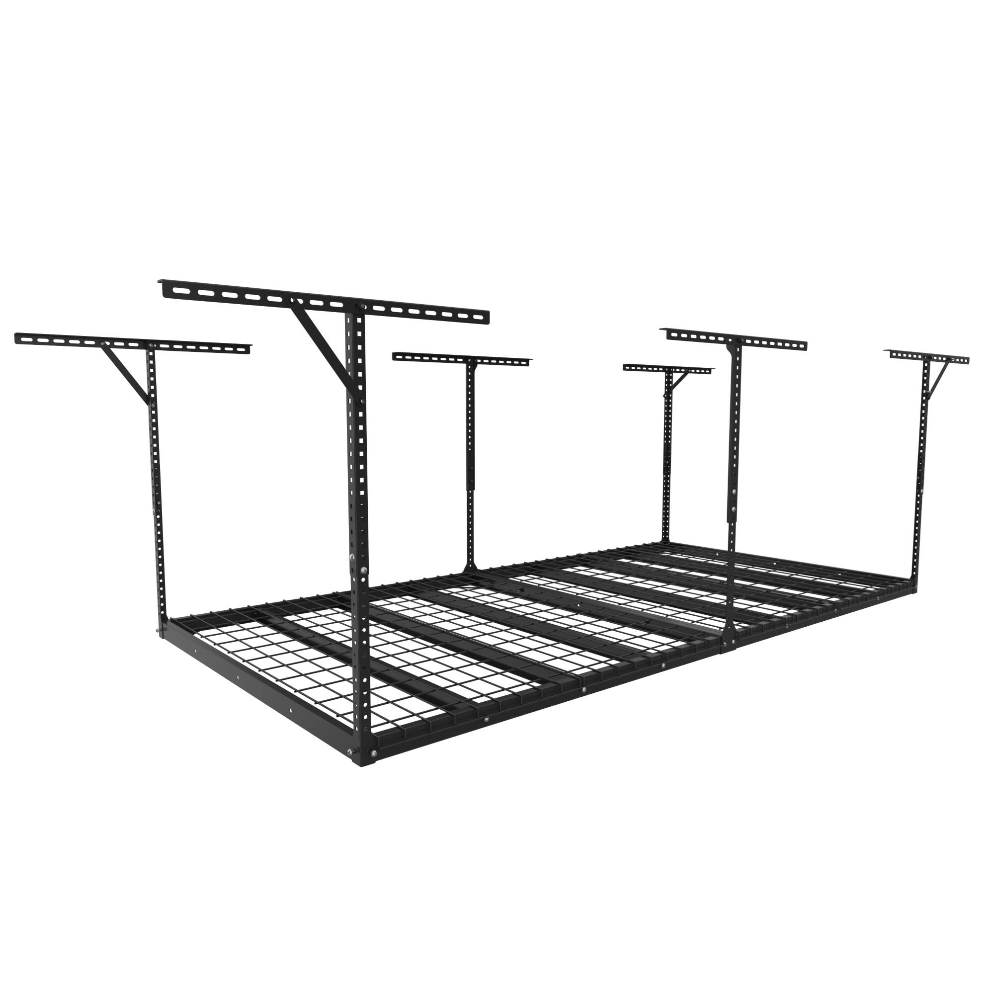 Front. Fleximounts - Max Series 48 in. W x 96 in. D x 24 - 40 in. H Heavy Duty Ceiling Mounted Garage Rack - Black.