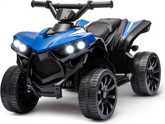 Front. Electrodes Masters - 6V Kids Electric ATV with LED Lights & Music, Battery-Powered 4-Wheeler Ride-on Toy with Foot Pedal & Durable Tires for - Blue.