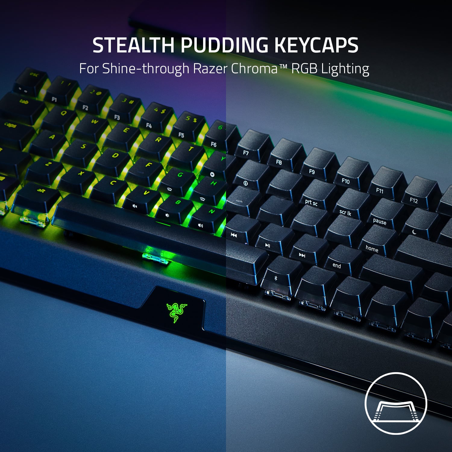 Stealth Pudding Keycaps For Razer Chroma TM RGB Shine-through Lighting.