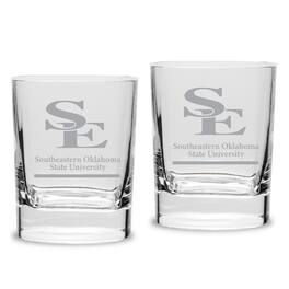 Jardine - Southeastern Oklahoma State Savage Storm 11.75oz. Two-Piece Luigi Bormioli Square Double Old Fashion Glasses Set - Multicolor