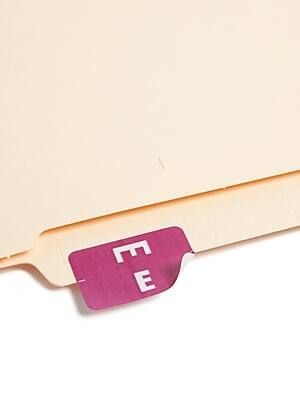 Alt View 1. Smead - Smead AlphaZ ACCS Color-Coded Alphabetic Labels, E, Purple with White Lettering, 100/Pack (67175) - Purple.