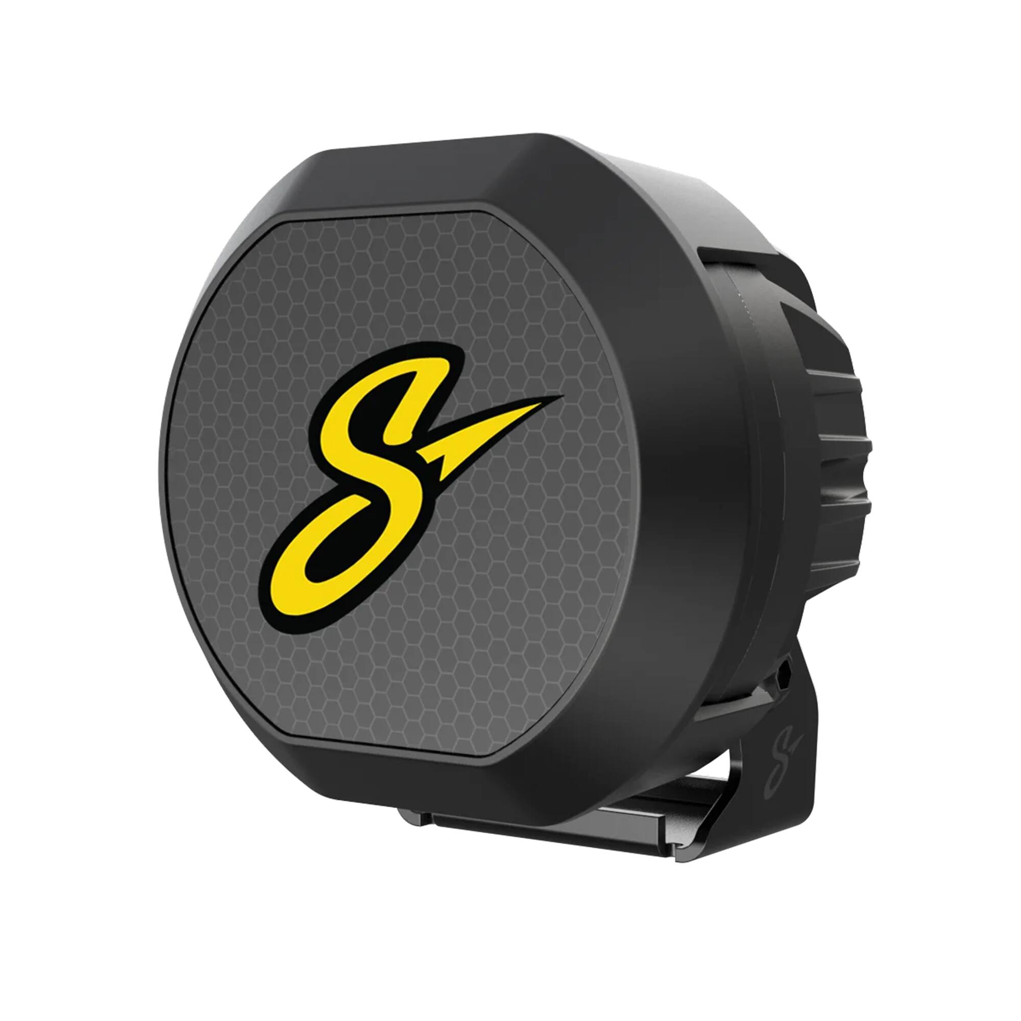 Left. Stinger - HEXCORE 4” Universal Off-Road LED Pod Lights (Pair), Amber/White Spot Beam for Cars, Trucks, Jeeps, UTVs, 4x4 Vehicles - Black.