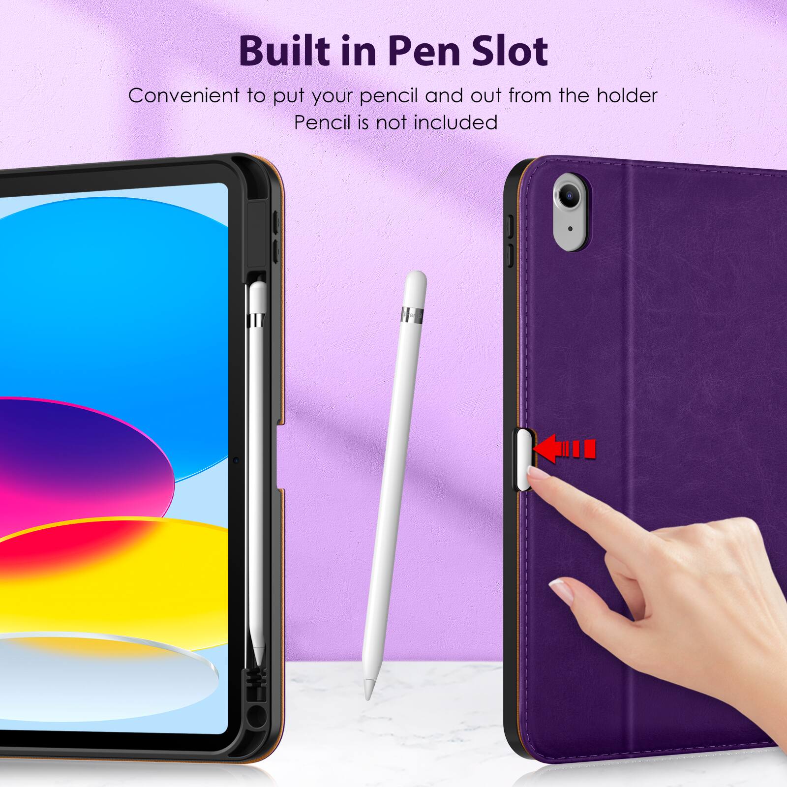 Built in Pen Slot  
Convenient to put your pencil and out from the holder  
Pencil is not included