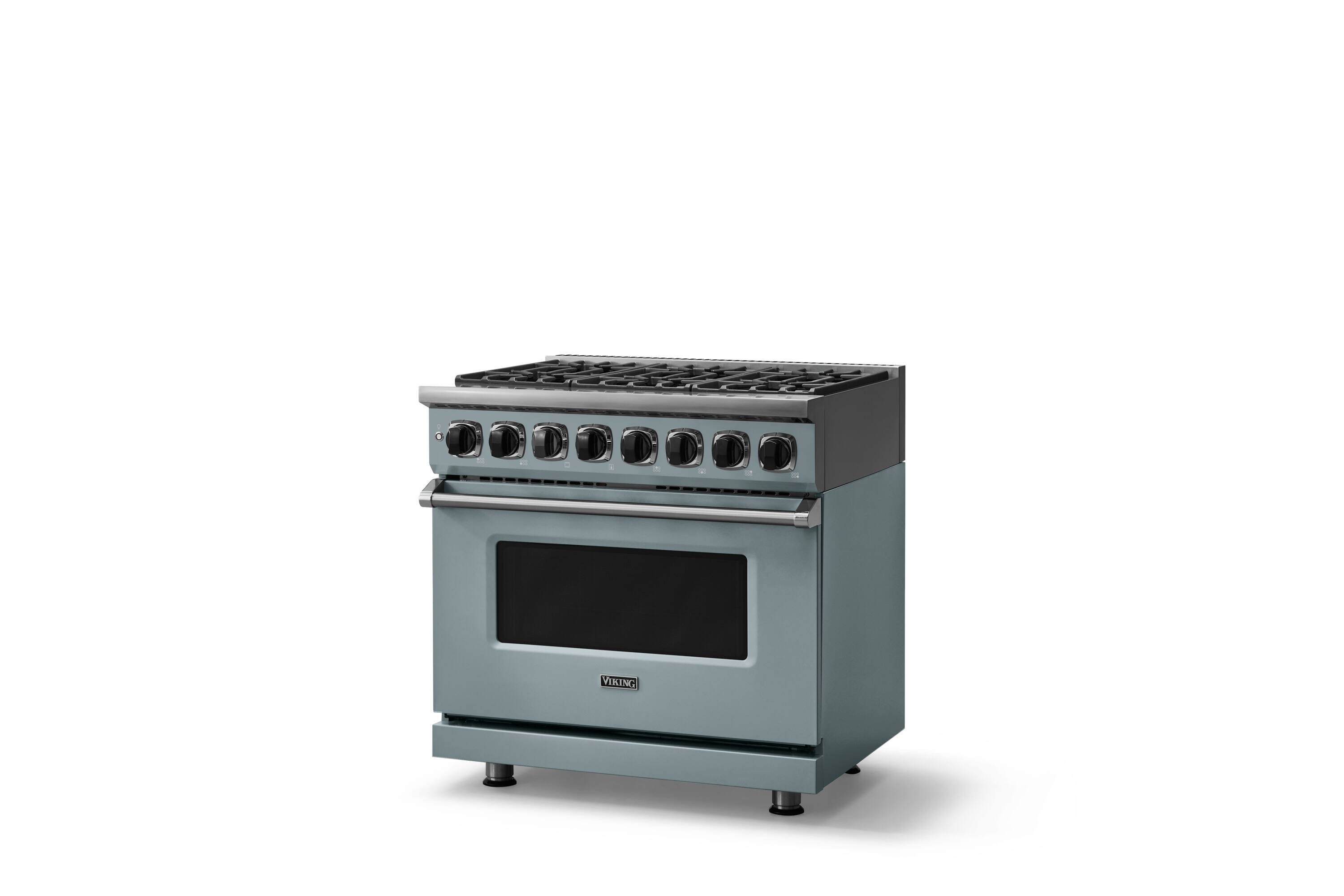 Angle. Viking - 36"W. 7Series  5.6 Cu. Ft. Dual Fuel LP Self-Clean 6 Burner Range-November Sky - November Sky.