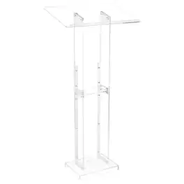 VEVOR - Podium Stand, 50-Inch Acrylic Lectern, Portable Laptop Desk with Wide Reading Surface and Storage Shelf, Book Stopper - Transparent